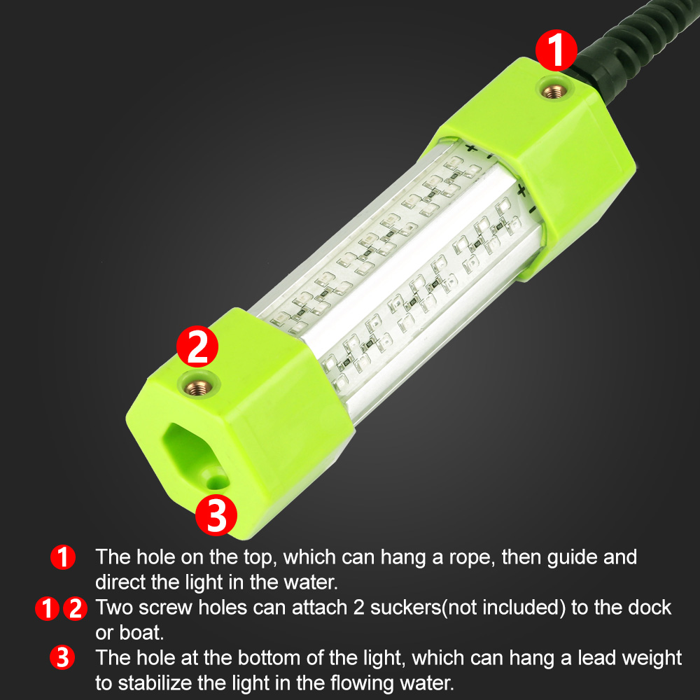 12V Underwater Fish Lure Light 100 Watt Yellow Green Set Fish Fishing