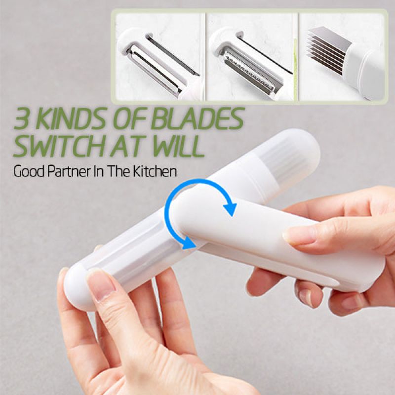 3 In 1 Multifunctional Rotary Paring Knife 360 Rotating Stainless