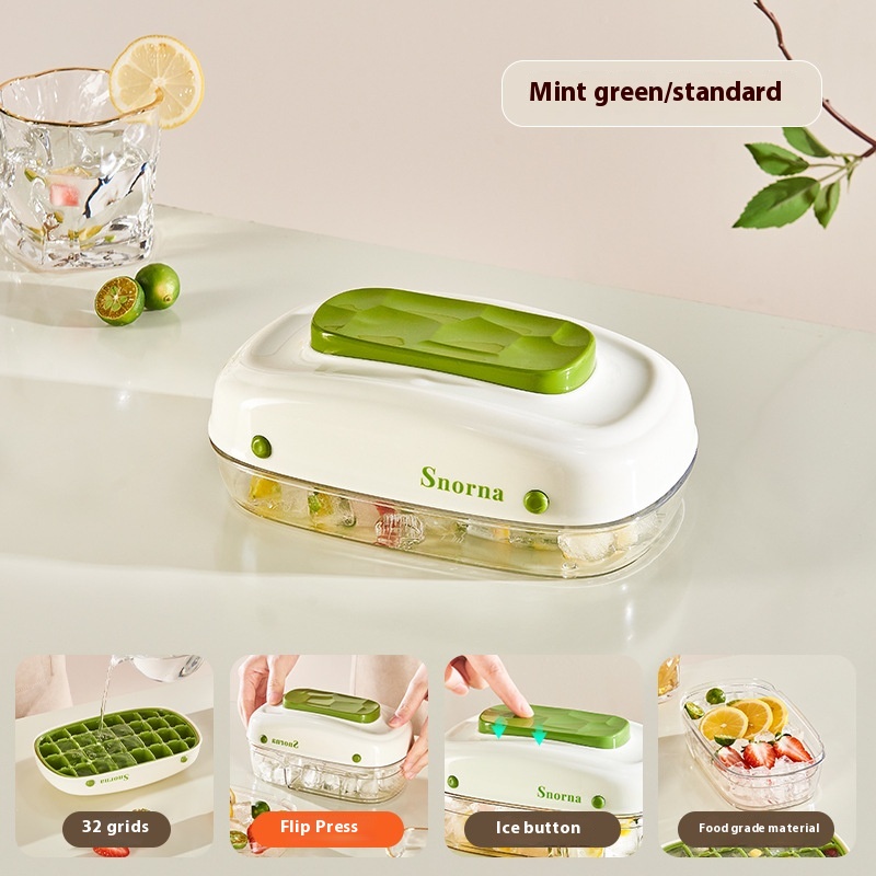 32 Grids Ice Tray Mold Box With Lid Plastic Ice Storage Box Easily