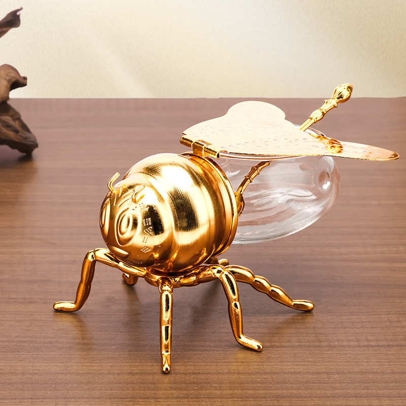Bee Shaped Honey Jar With Spoon Versatile Novelty Container Condiment