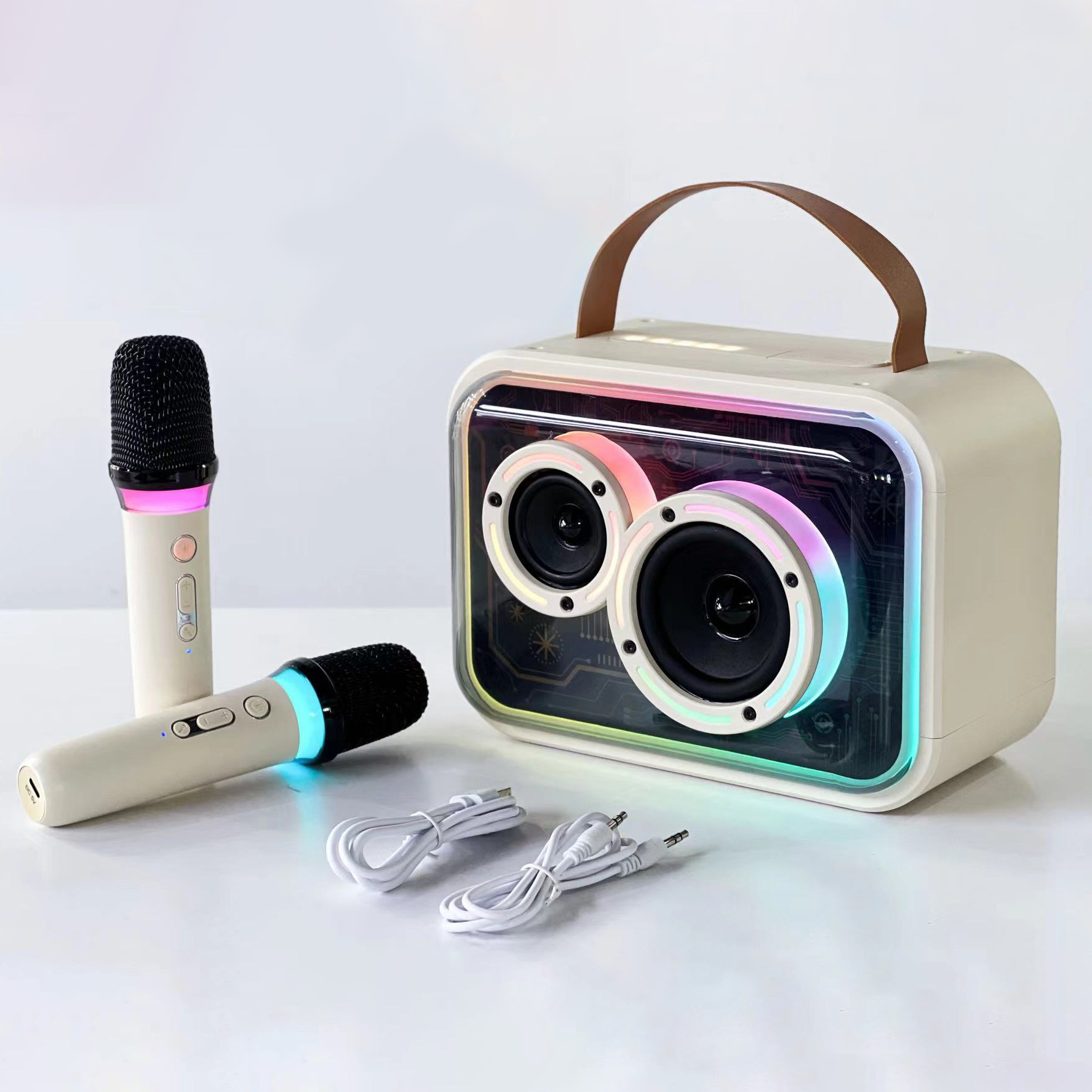Bluetooth-compatible Speaker Colorful RGB Portable Karaoke Wireless