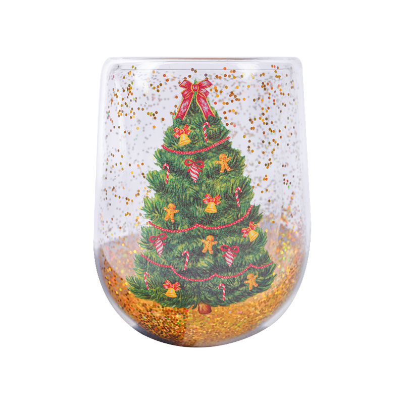 Christmas Tree Cups Heat Resistant Double Layer Flowing Sequins