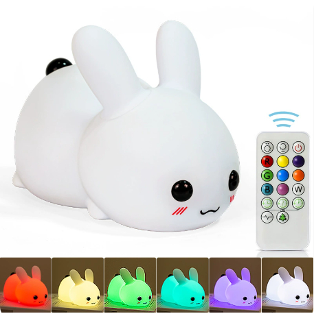Colorful Rabbit Silicone Night Light Led Cute Charging Jade Rabbit