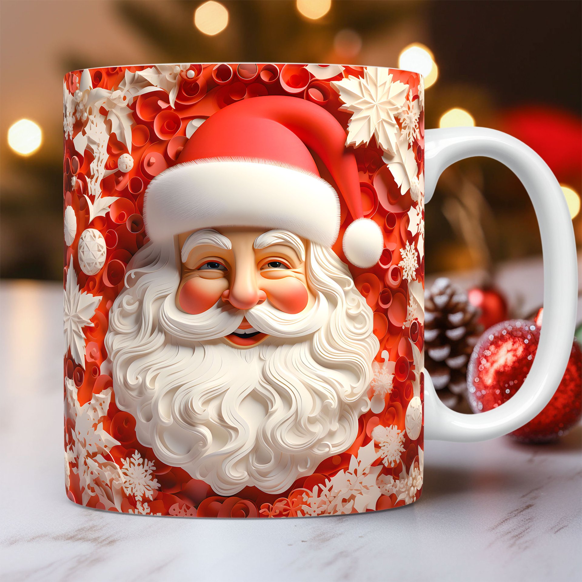 Creative 3D Christmas Ceramic Mug Unique Space Design Snowman Santa