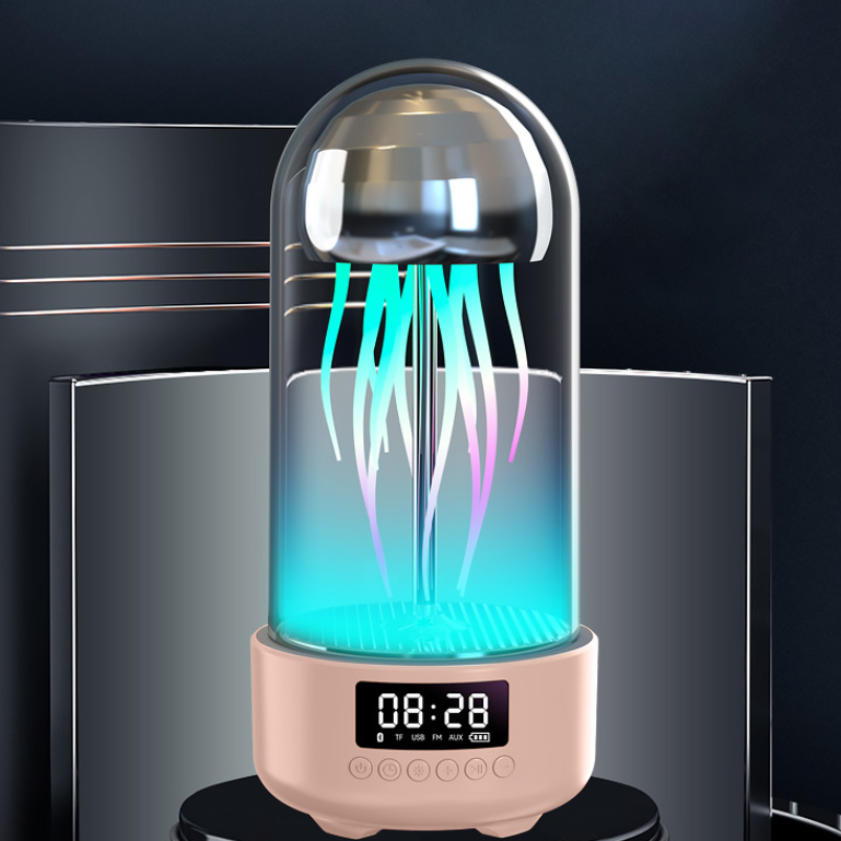 Creative 3in1 Colorful Jellyfish Lamp With Clock Luminous Portable