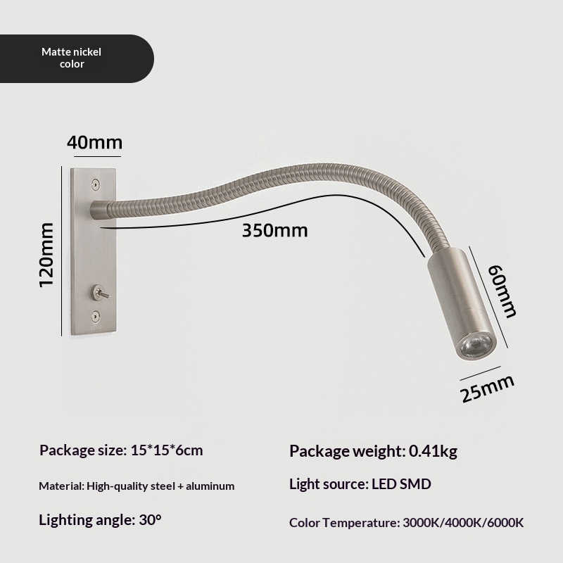 Embedded Bedroom Bedside Hose Wall Lamp